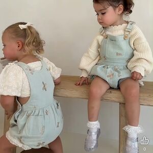 Lolly May Daisy Denim Bubble Overalls Sz 5